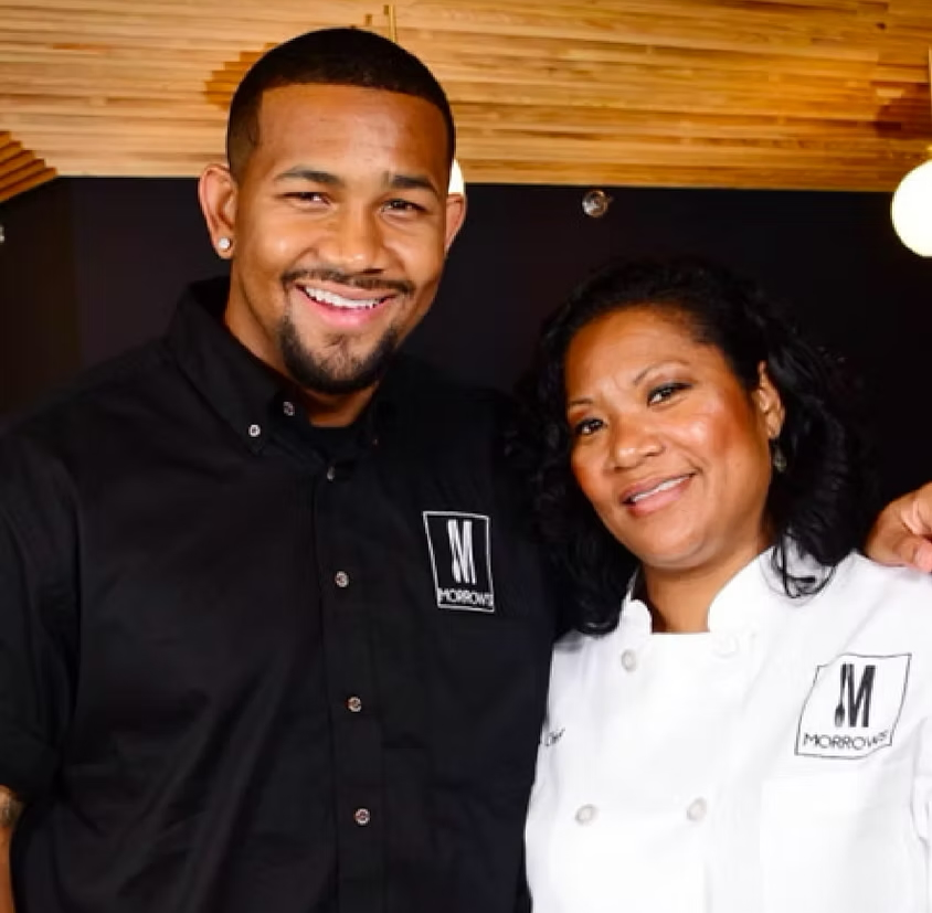 Larry Morrow with his mother
